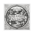 Streamside Studio Ornamental Logo Sticker — Black & White Kiss-Cut Art