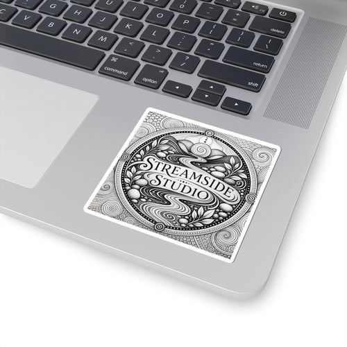Streamside Studio Ornamental Logo Sticker — Black & White Kiss-Cut Art